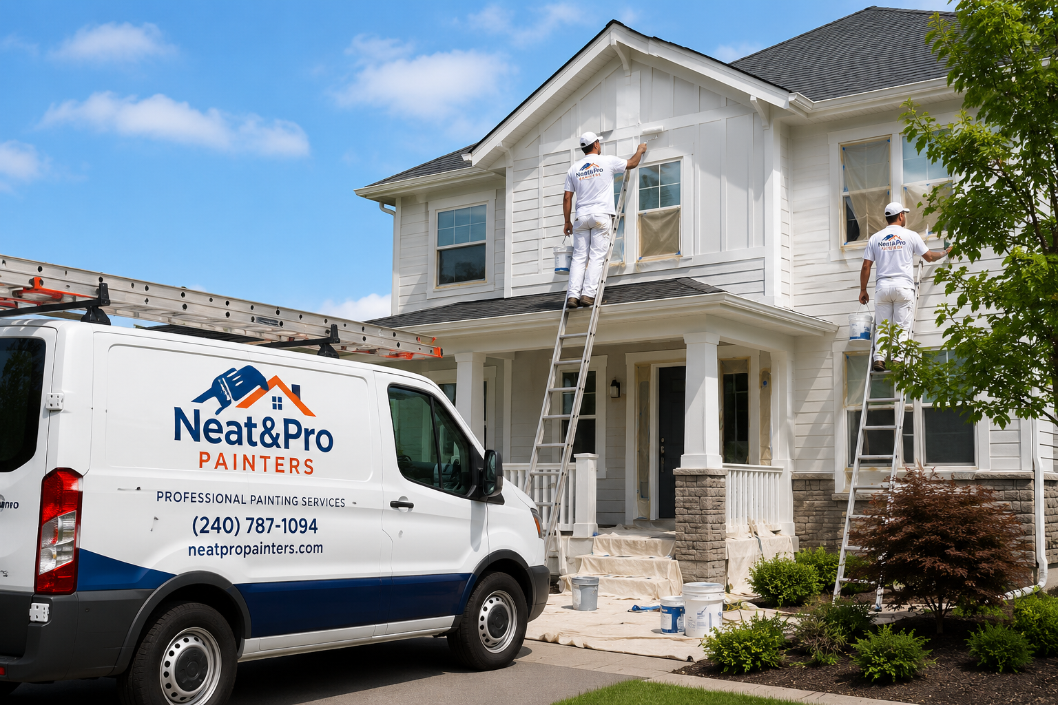 Modern commercial property with freshly painted exterior